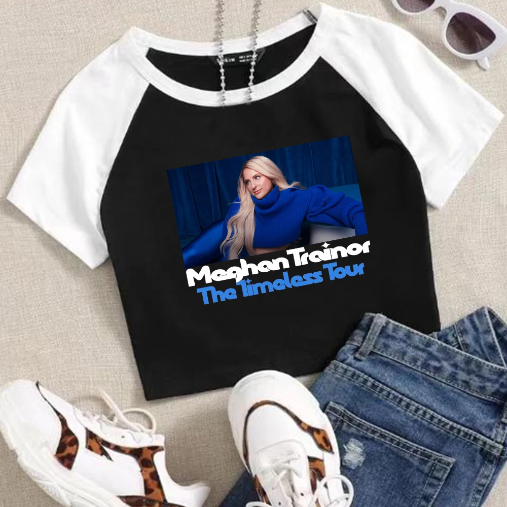 Meghan Trainor The Timeless Tour 2024 Crop Tops T-Shirt Girls Fashion Women O-Neck Short Sleeve  Fans Gift T-shirt