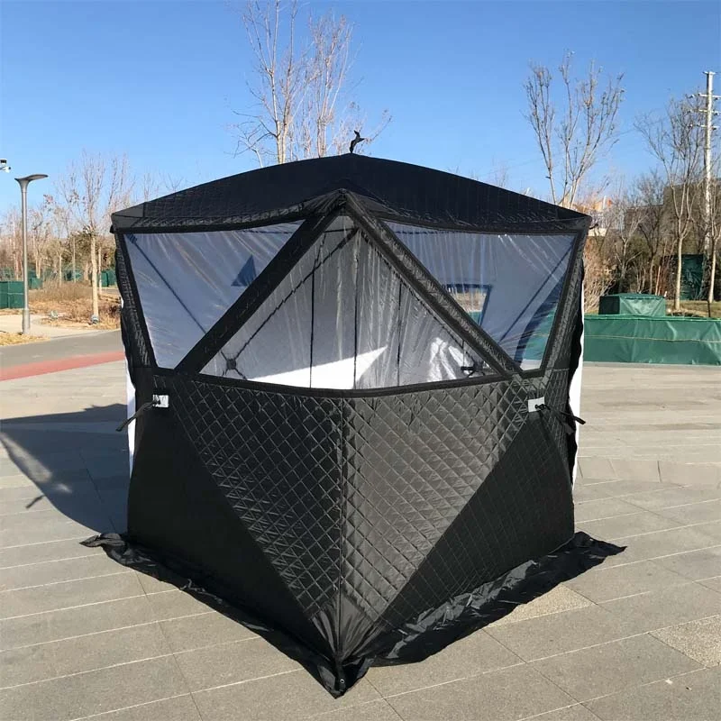 Pop up Ice Shelter Portable Square Hiking Insulated Camping Ice Cube Winter Fishing Tent Winter Hot Sauna Tent Room