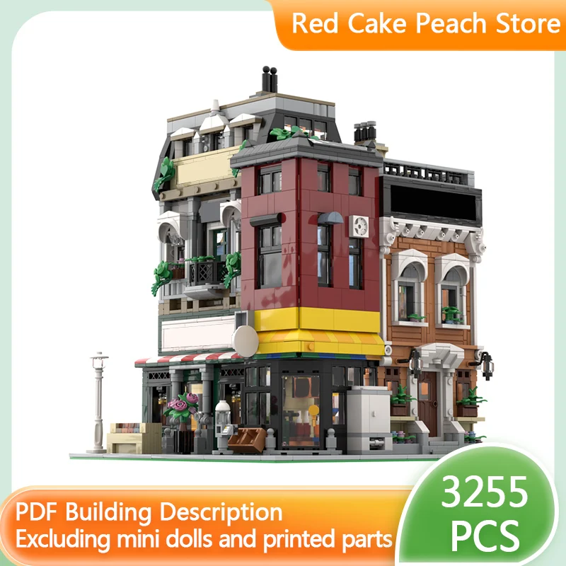 نموذج متجر الكوميكس وقاعة الفعاليات والمقهى من قوالب البناء، هدايا تقنية للأطفال في العطلات، ألعاب تجميع