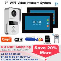 HD 7 Inch LCD Monitor WiFi Tuya Video Doorbell Outdoor Door Bell Waterproof Door Phone IP65 RFID Unlock Intercom EU DDP Shipping