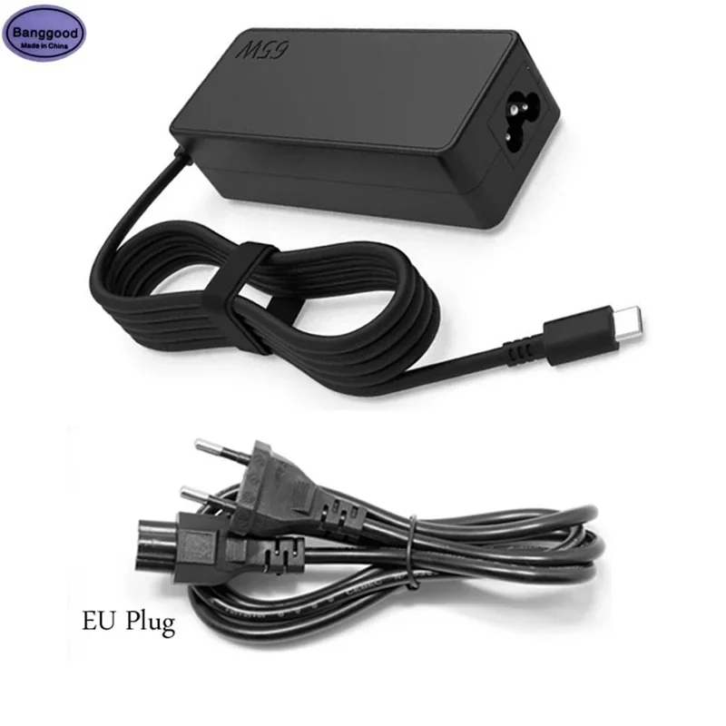 

20V 3.25A 65W USB Type-C Laptop Charger w/ AC Power Cable for Lenovo ThinkPad X1 T470 T480 T580 X280 X380 E485 E580 L380 L480