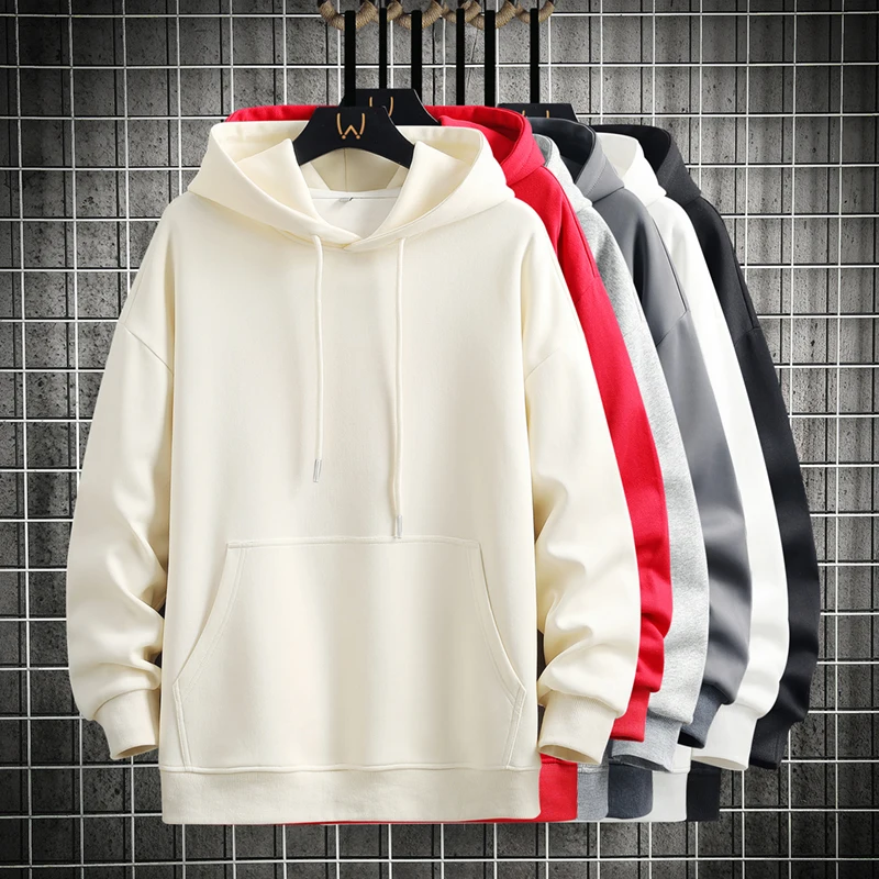 

Men's New Hooded Solid Color Classic Sports Handsome Casual Crewneck Pullover Fashion Long Sleeved Hoodie Streetwear