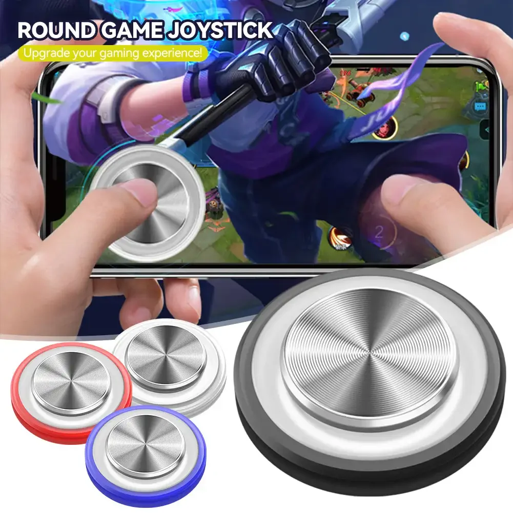 Round PUBG Mobile Gaming Controller Suction Up Game Joystick Rocker 360 Degree Control Metal Button For Tablet Android Iphone
