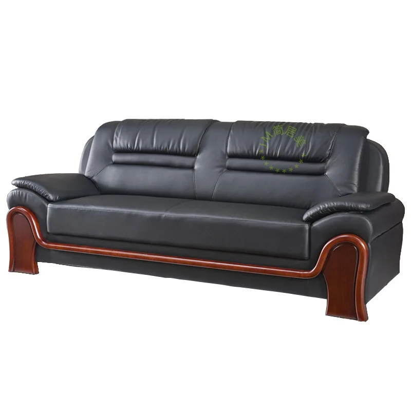 

Office sofa modern simple boss reception real cowhide office sofa coffee table combination business leather