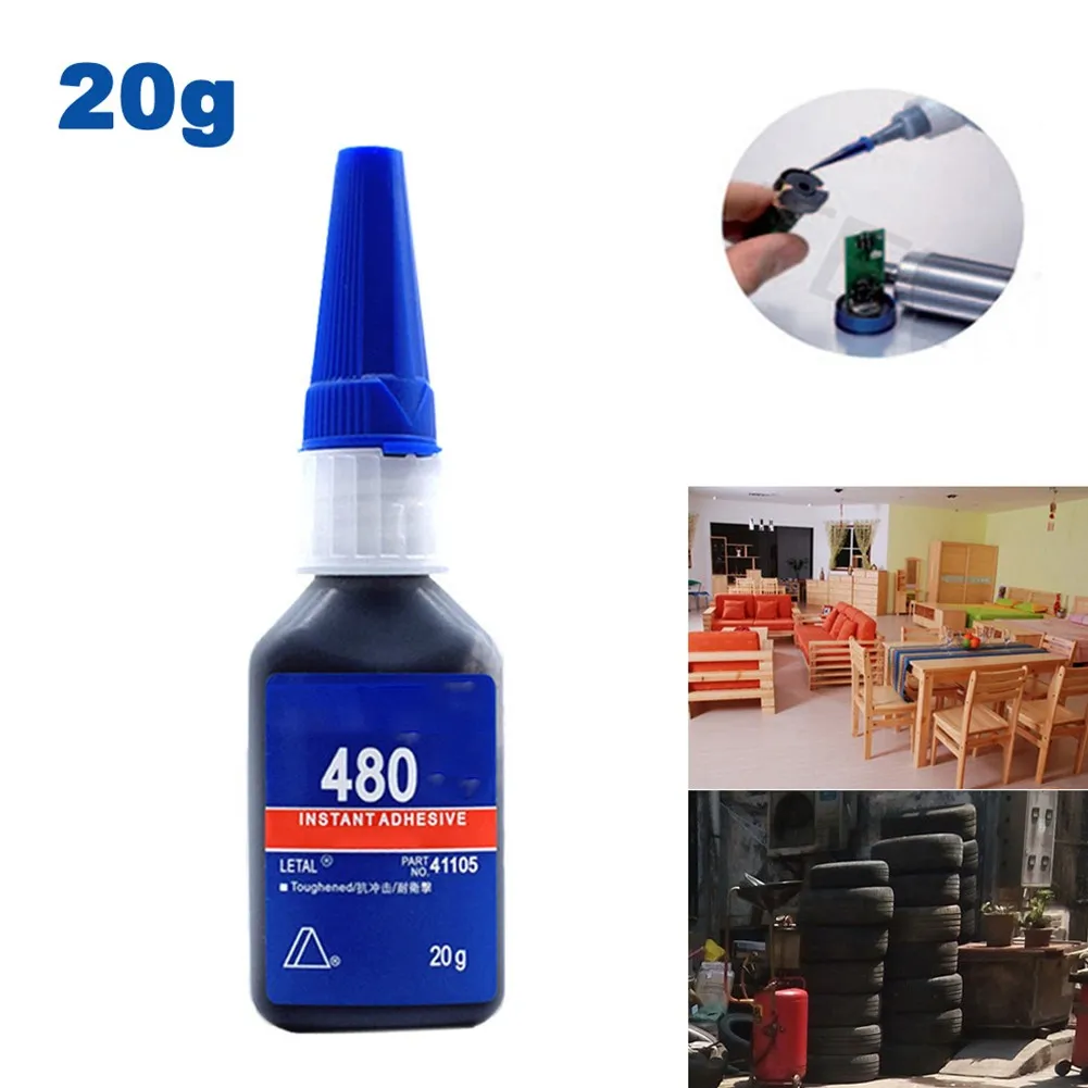 20g Bottle 480 Quick Dry Glue Repair Glue Black Super Metal Seal Ceramic Plastic Rubber Special Glue Automotive Tire