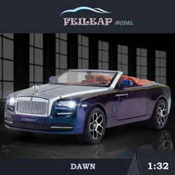 Diecast 1:24 Rolls-royce Dawn Convertible Alloy Car Model Sound and Light Collectable Voiture Miniature Home Decor Toys Vehicles