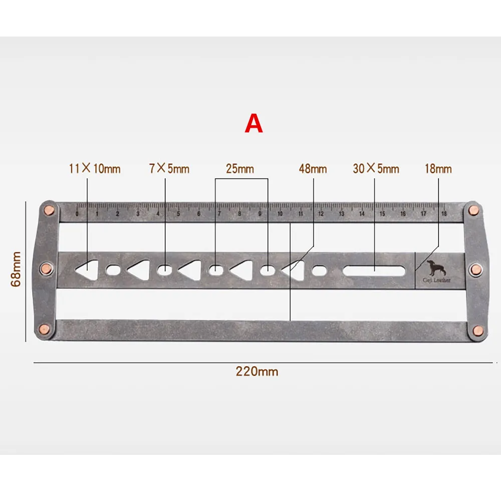 Righello per punzonatura ausiliario per cintura in pelle professionale, strumenti in pelle fatti a mano fai-da-te regolabili, 18-48 mm