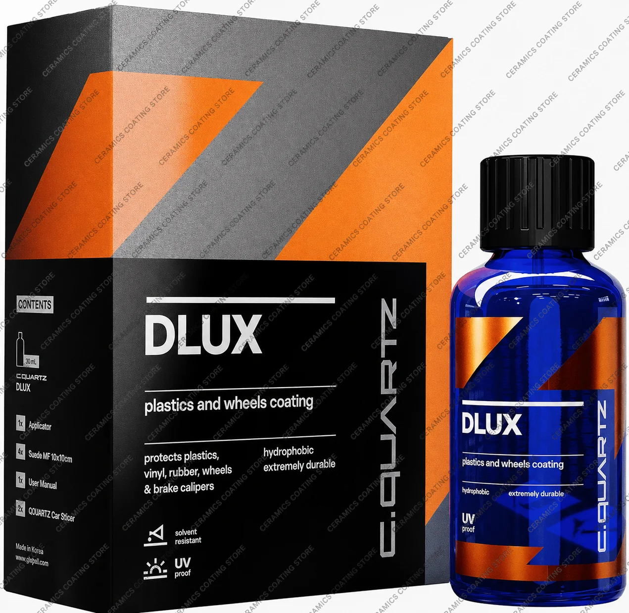 

CQUARTZ DLUX Wheel and Trim Coat 30mL - Ceramic Coating UV Protection for Wheels and Exterior Plastics, Rubber, and Metals