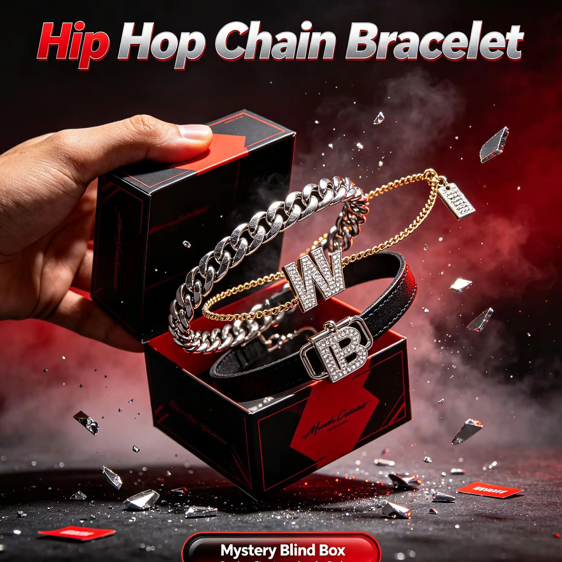 Hip Hop Chain Bracelet Mystery Blind Box Random Streetwear Jewelry Pack