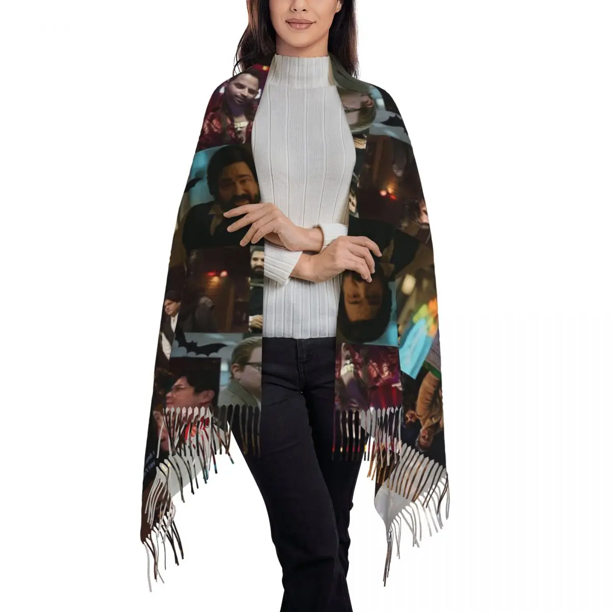 What We Do In The Shadows Collage Scarf Tassel Scarves for Women Soft Warm Shawls and Wraps Large Fall Winter Shawl Wrap