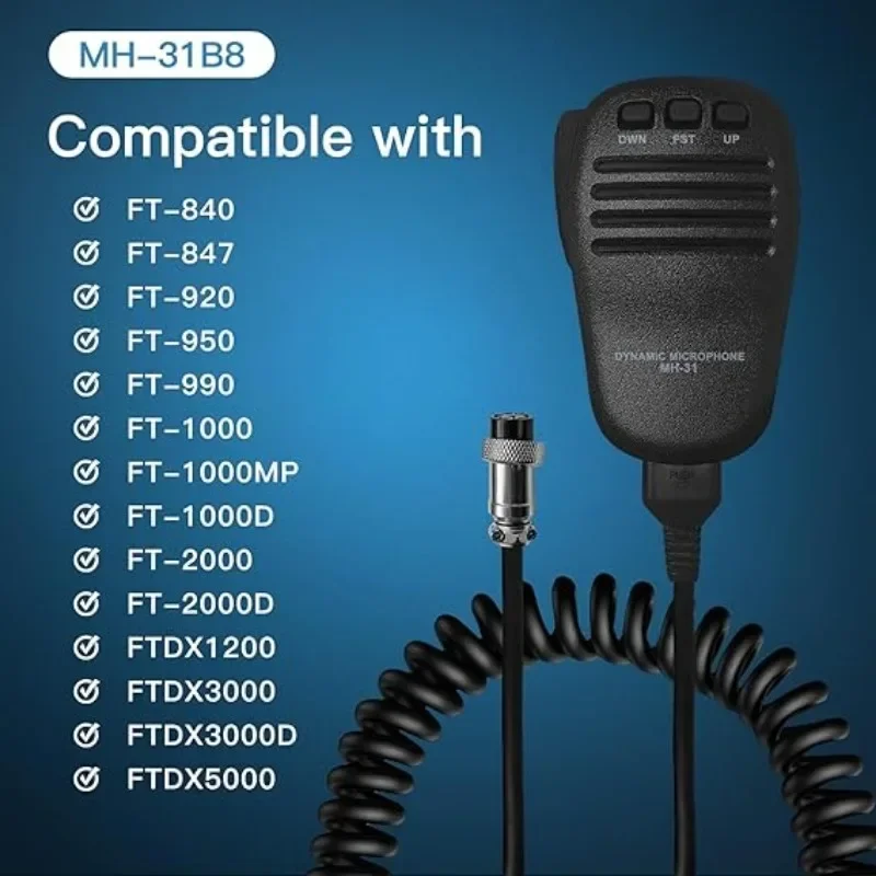

Original MH-31B8 Handheld Speaker Mic 8-Pin Fit for Yaesu Walkie Talkie FT-840 FT-990 FT-1000 FTDX1200 FTDX3000D Two Way radio