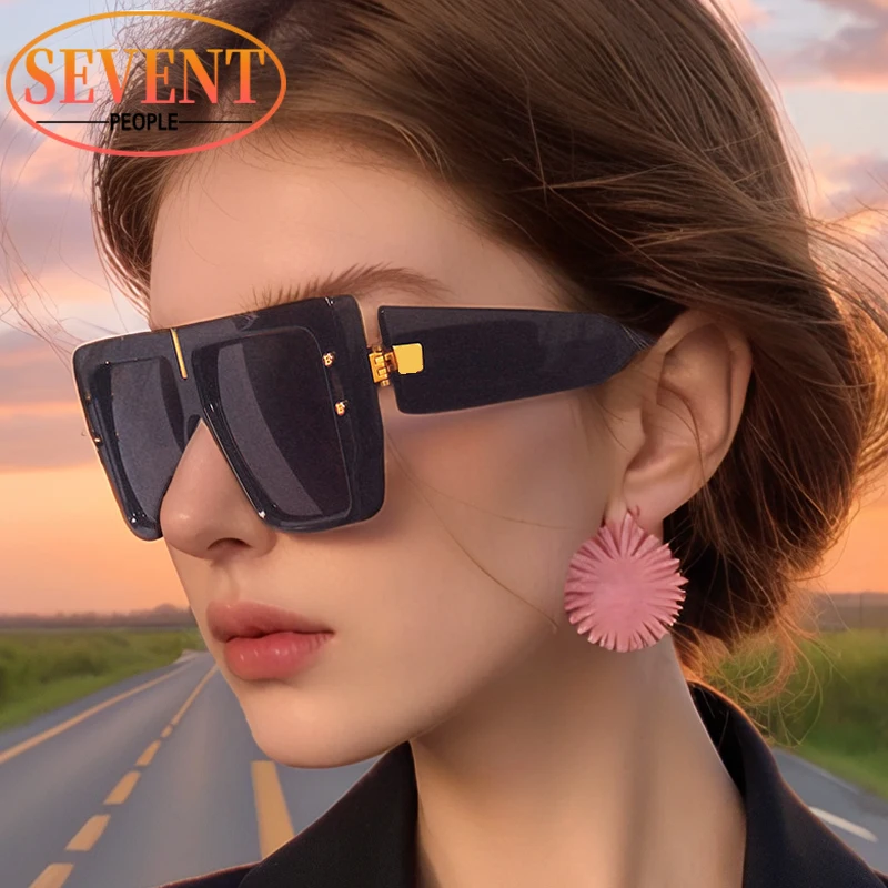 Classic Oversized Square Sunglasses Women 2025 Luxury Brand Designer Vintage Steampunk Sun Glasses For Male Retro Shield Eyewear