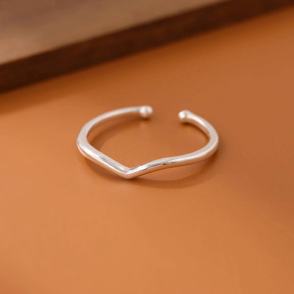 حلقات افتتاح هندسية ، على شكل V ، فضة إسترليني ، بسيطة ، رائعة ، أنيقة ، R313 #1