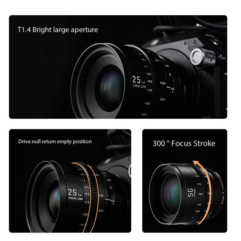 SGimage 25mm/35mm/50mm/75mm T1.4 Cine Lens Full Frame Prime Lens for Sony E FE Mount Cameras for A7 III IV A7RIV A7SIII A7C A9