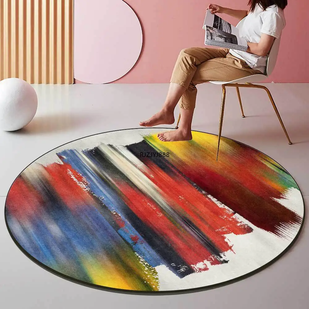 

150cm Modern Abstract Colorful Art Oil Painting Living Room Bedroom Hanging Basket Chair Round Floor Mat Rug Alfombra