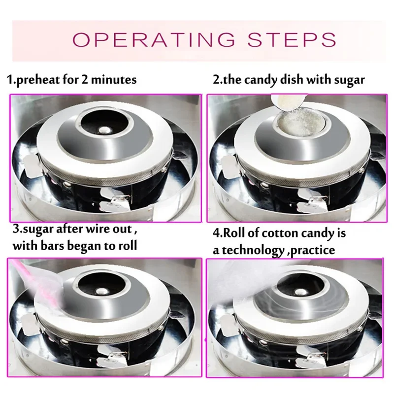 Máquina comercial do algodão dos doces, fabricante do fio dental dos doces, máquina do Marshmallow com função da música, elétrica, gás, 220V opcional, 1.05kW, 1Pc