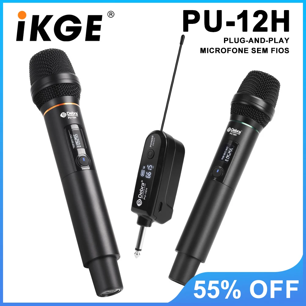 PU-12H UHF 2-channel wireless microphone system, professional handheld microphone, for conference, party karaoke, church