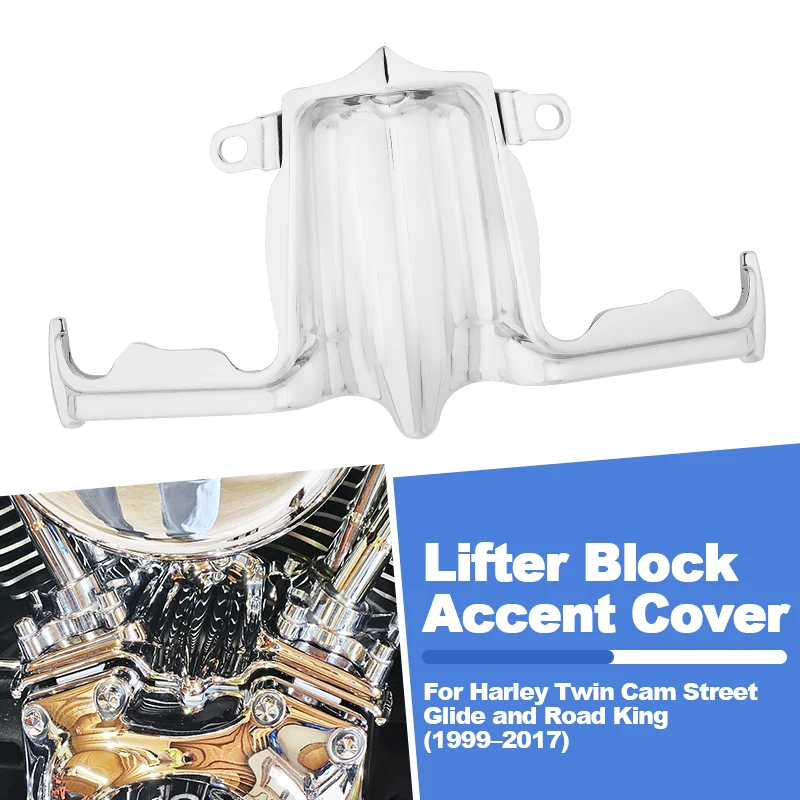 Motorcycle Chrome Tappet / Lifter Block Accent Cover for Harley Twin Cam Street Glide Road King 1999-2017