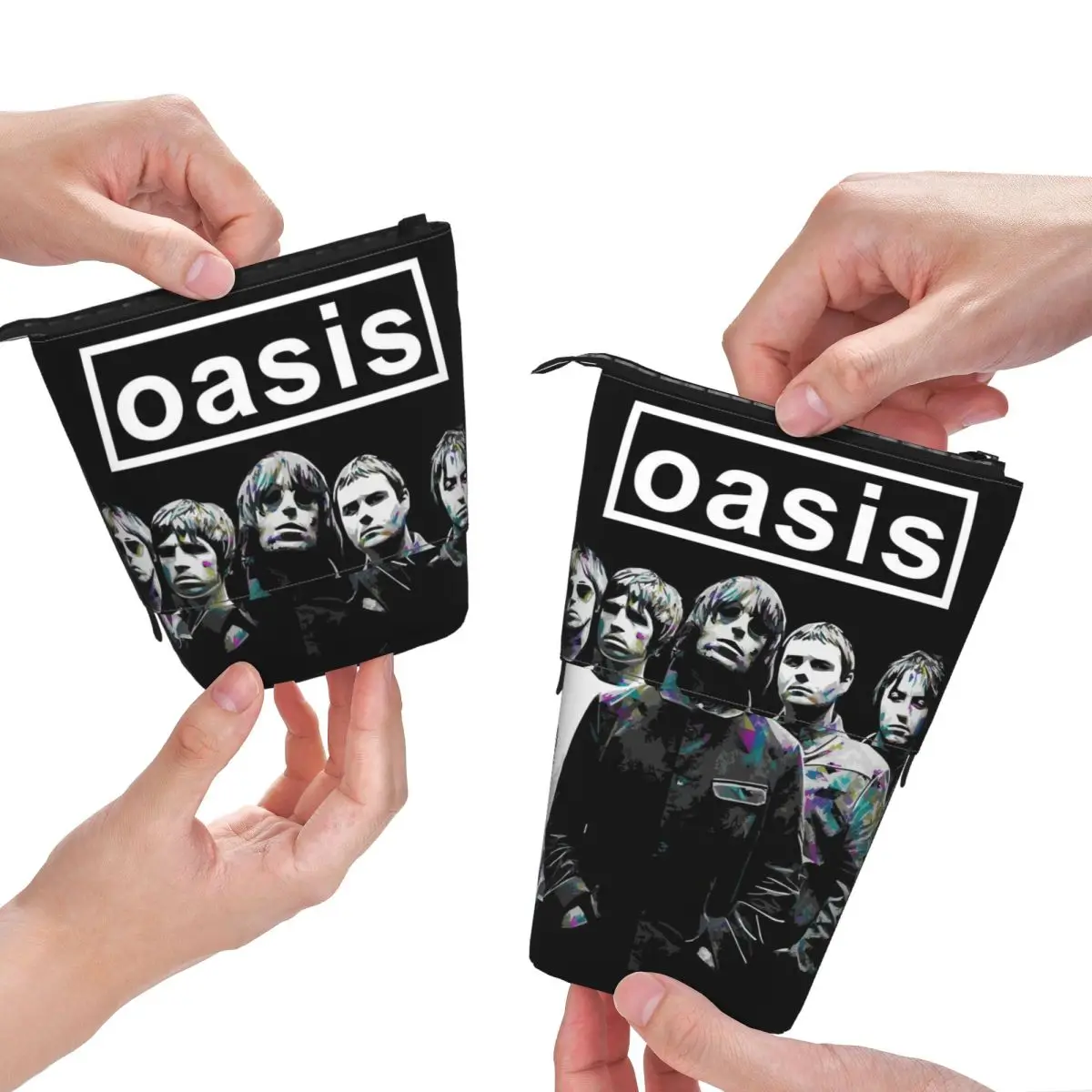 مخصص الكورية الرجعية O-Oasises مقلمة للبنين بنات البريطانية روك المشارك سعة كبيرة القلم حقيبة صندوق القرطاسية #5