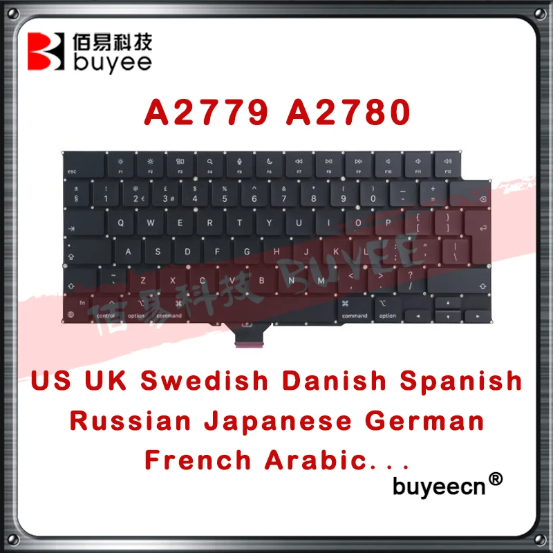 Original New A2779 A2780 Keyboard US UK SE DK ES RU JP DE FR AR Language Keyboards For Macbook Pro M1 M2 14