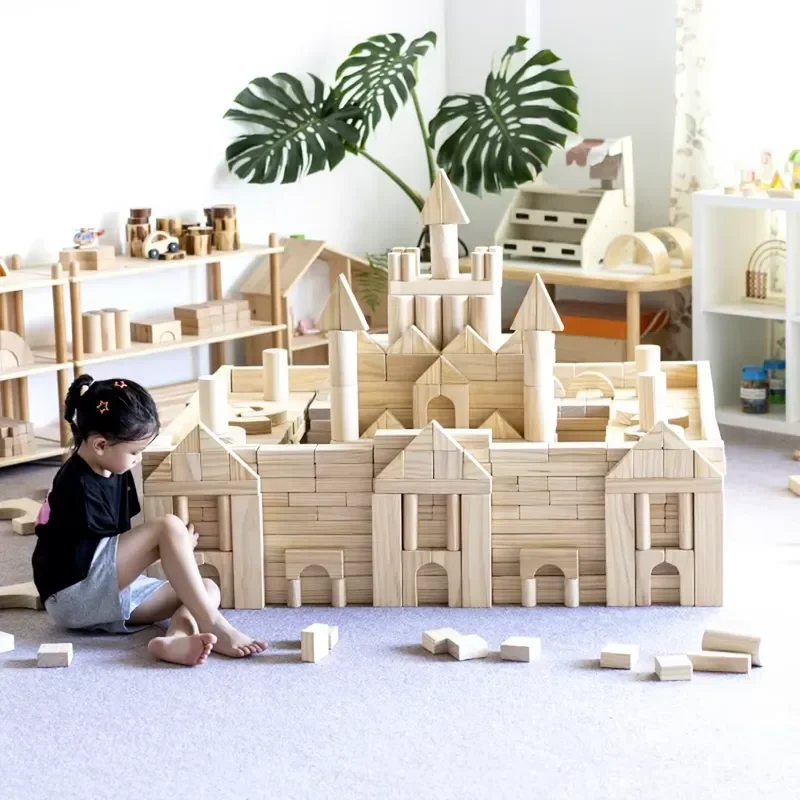 for High Quality Premium Large Solid Wood Building Blocks For Kindergarten Construction Area Safe Oversized Educational STEM