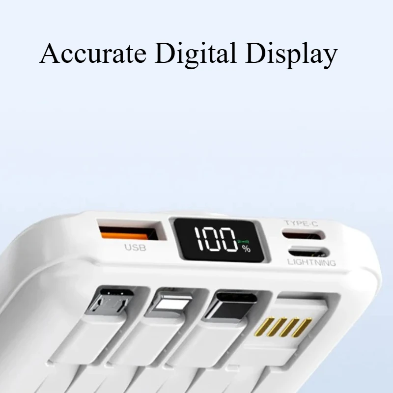 20000mAh Power Bank Magnetic Wireless Fast Charging External Battery Built-in Cable Portable Power Bank for MagSafe for Phone