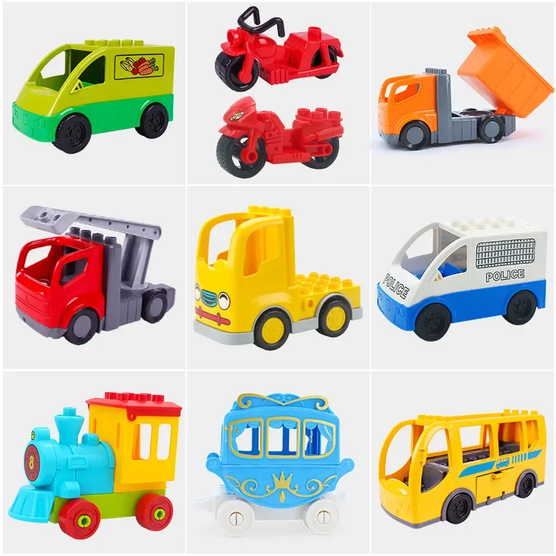 Compatible Big Building Blocks Transportation Bus Train Princess Car Accessories Large Bricks Kids Assembly Toys Party Gifts