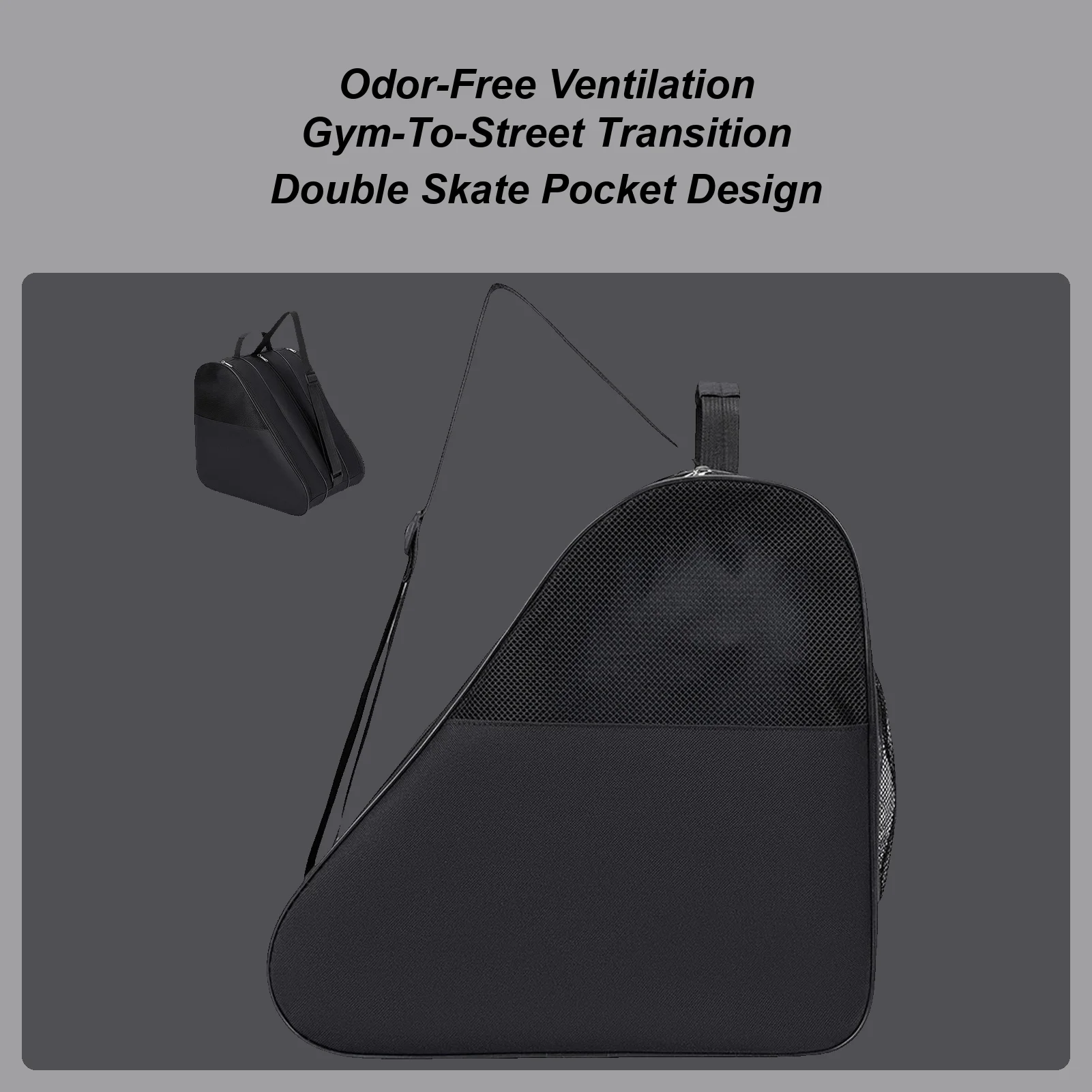 Ice Skate Bag Triangle Sports Gear Backpack with 3 Pockets Large Capacity Skate Bag for Commuting Match Travel Gym Outdoor