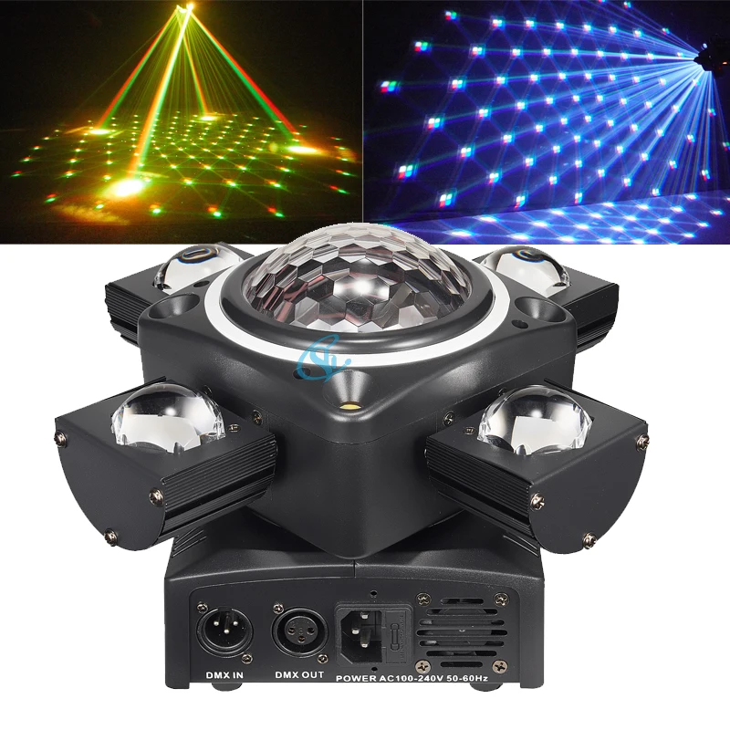 

Magic Ball 80W RGBW LED Light Rotating Moving Head Beam Disco Ball Light With Laser and Strobe DMX For DJ Party Bar