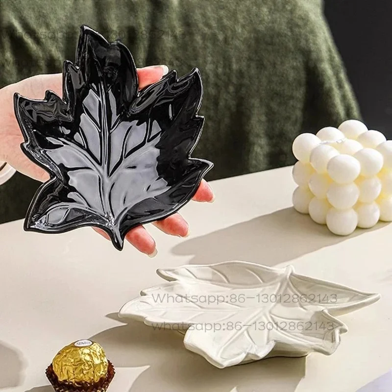 Maple Leaf Ceramic Plate Fruit Plate Candy Dried Fruit Plate Snack Plates Dessert Dish Jewelry Storage Tray Kitchen Tableware