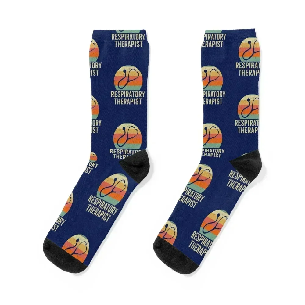 Respiratory Therapist - Retro Sunset Stethoscope Socks Men's hockey kawaii professional running Woman Socks Men's