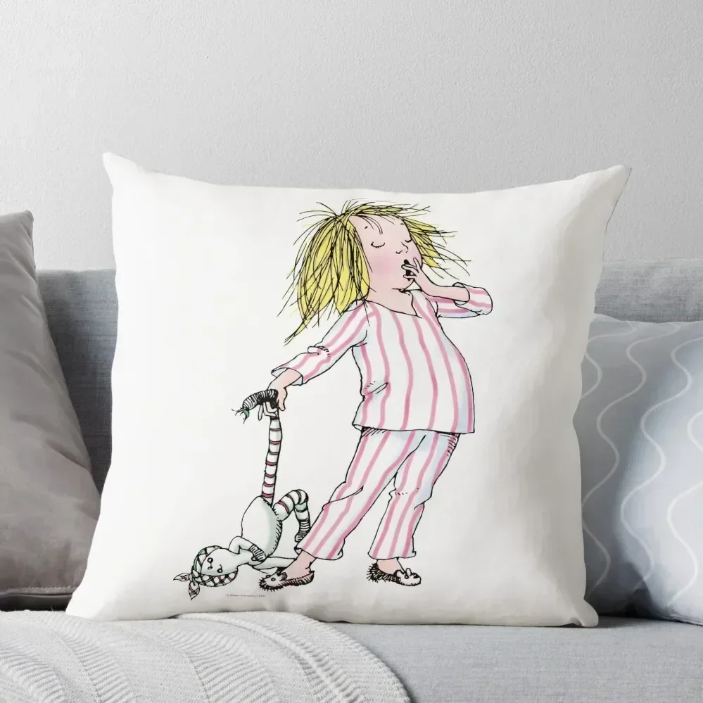 Yawning Eloise in her Pajamas Throw Pillow Christmas Pillow pillow cover luxury