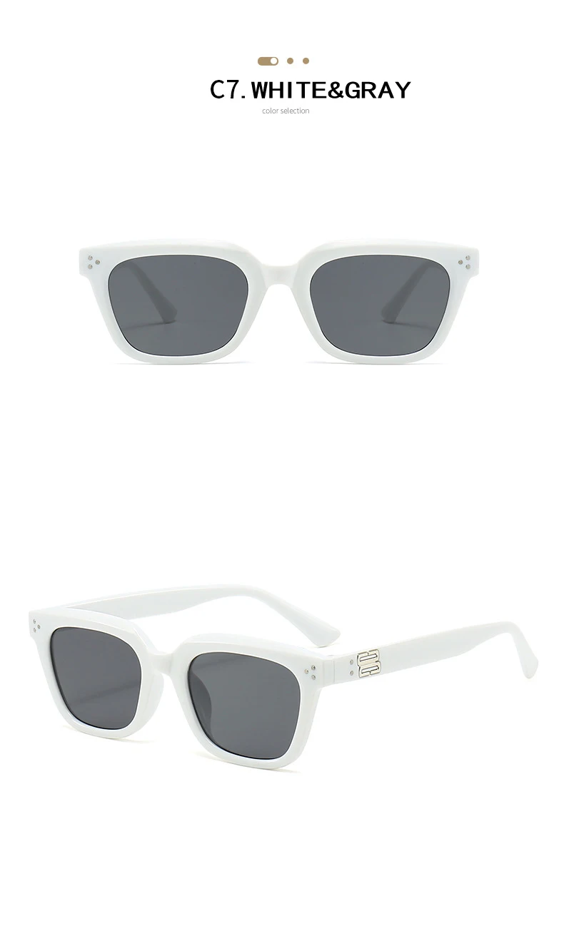 Retro Quadratische Sonnenbrille Frauen Mode Marke Designer Weibliche Shades UV400 Männer Trend Nieten Punk Sonnenbrille – Detail 11