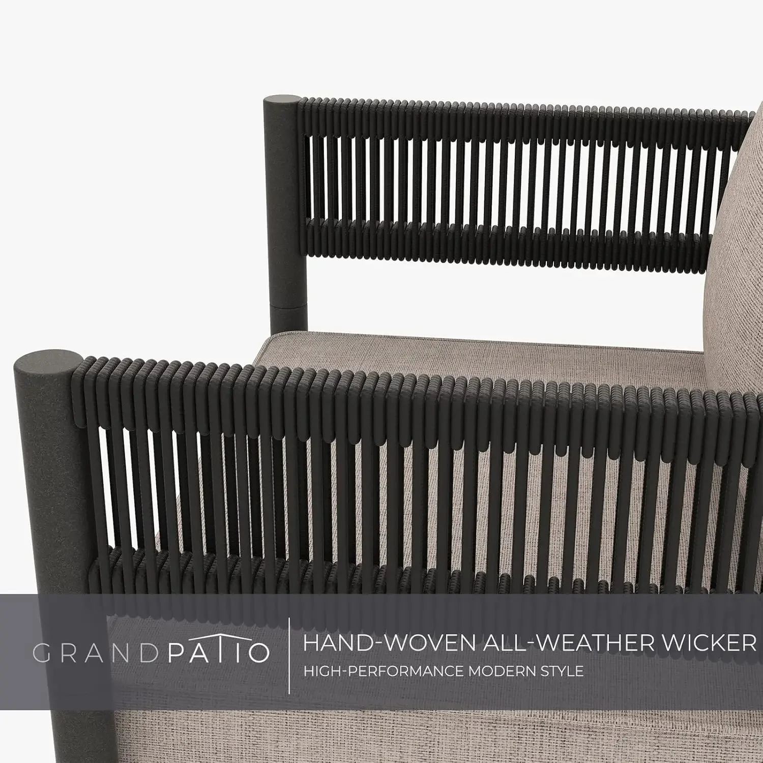 [Лучший продавец! ] Комплект плетеной уличной мебели из 6 предметов с бежевыми толстыми подушками и журнальным столиком, набор для бесед на диване в патио