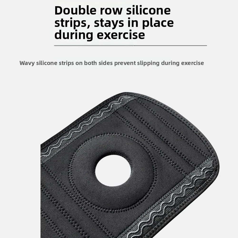 

4-пружинный спортивный наколенник, противоскользящая силиконовая полоска, амортизирующий бандаж для ног, эластичный защитный наколенник для фитнеса