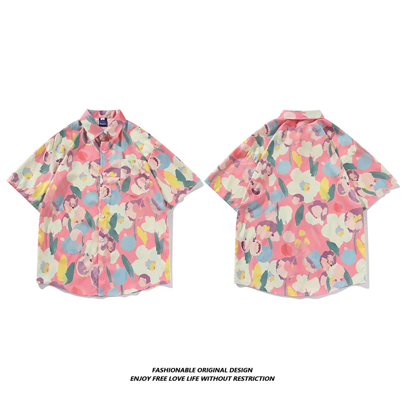 Hawaii Short Sleeve Men's Shirt Summer Thin Style Beach Casual Floral Print Breathable Moisture Wicking Standard Fit Daily Wear