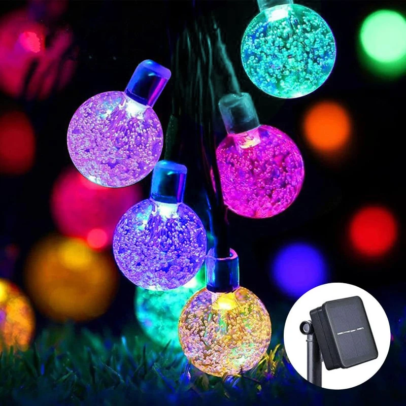 Outdoor Solar Lights, Tent Colored Lights, Christmas Garden Camping Decorative Lights, 30LED Crystal Spherical Lighting