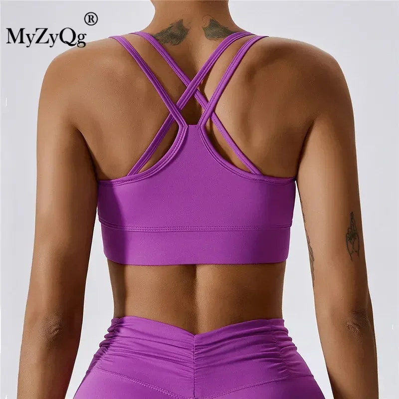 MyZyQg Women High Intensity Sports Wear Yoga Bra Beauty Back Shockproof Fitness Training Running Vest Quick Dry Workout Tops