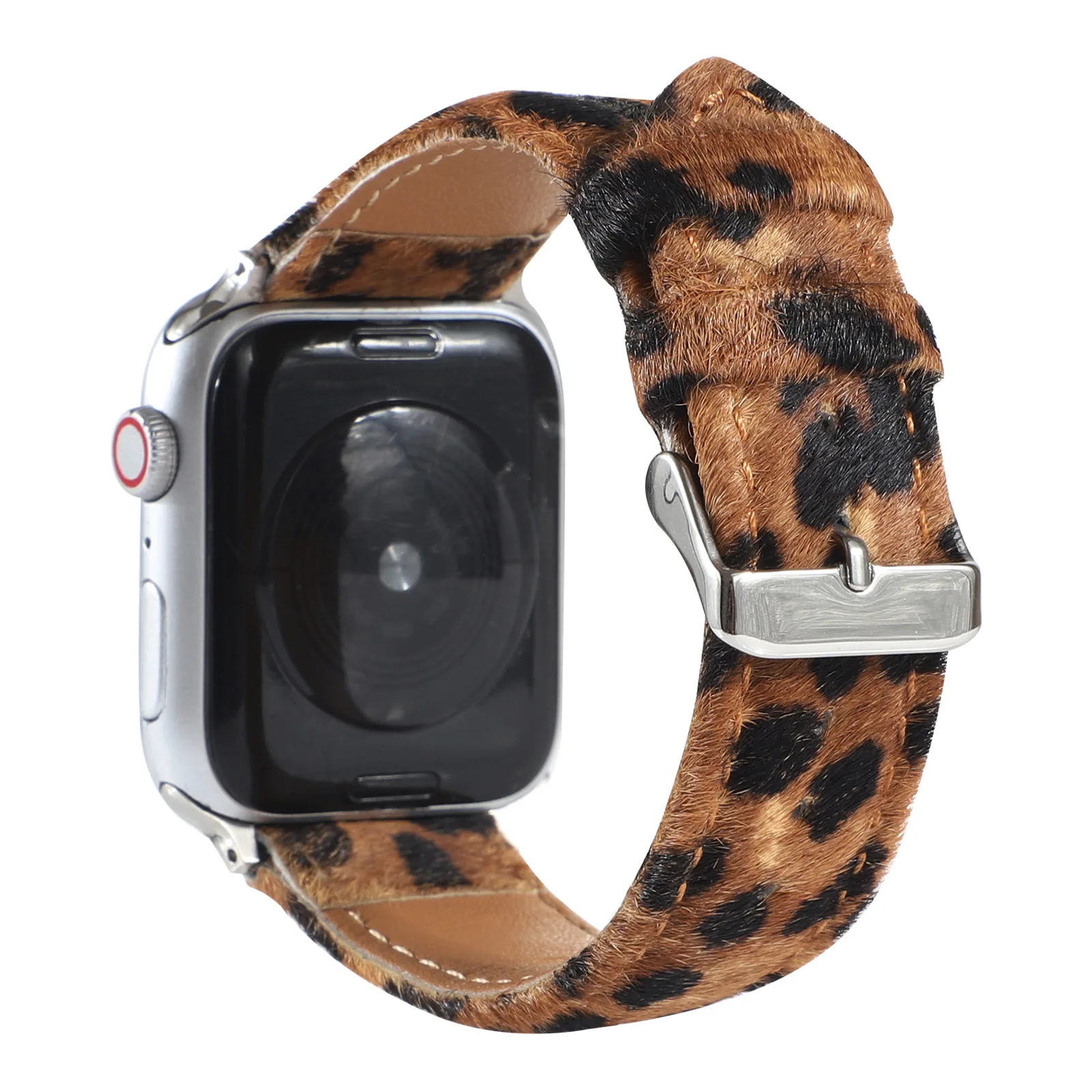 Apple Watch用レザーブレスレット,ヒョウ柄の馬のヘアバンド,iwatchストラップ,シリーズ4,5,6,7,8,9,se ultra,40mm, 41mm, 42mm 44mm、45mm、49mm