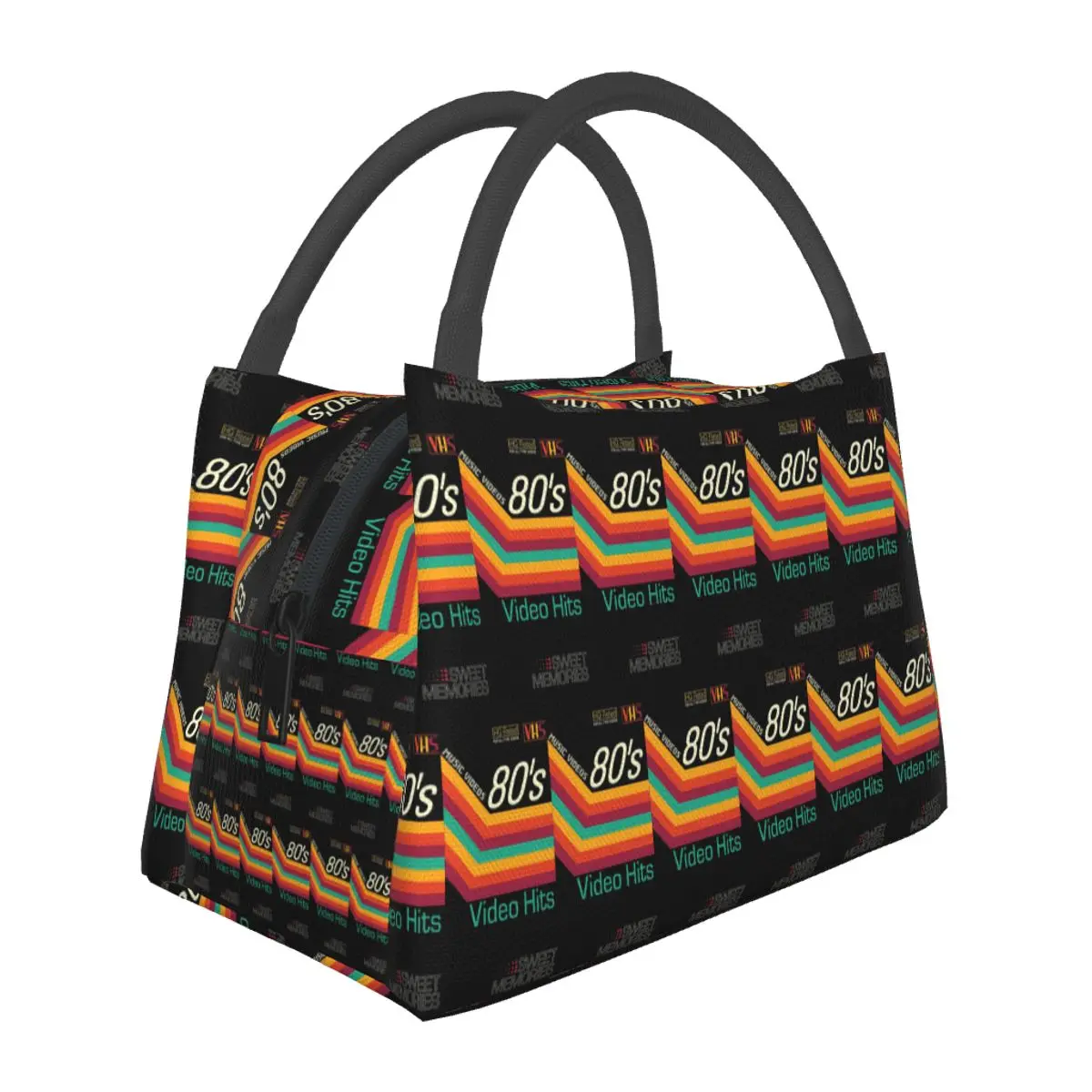 Retro Music Video Cassete VHS Lightweight Handheld Insulated Lunch Bag Large Capacity for Adults Students Travel Picnic
