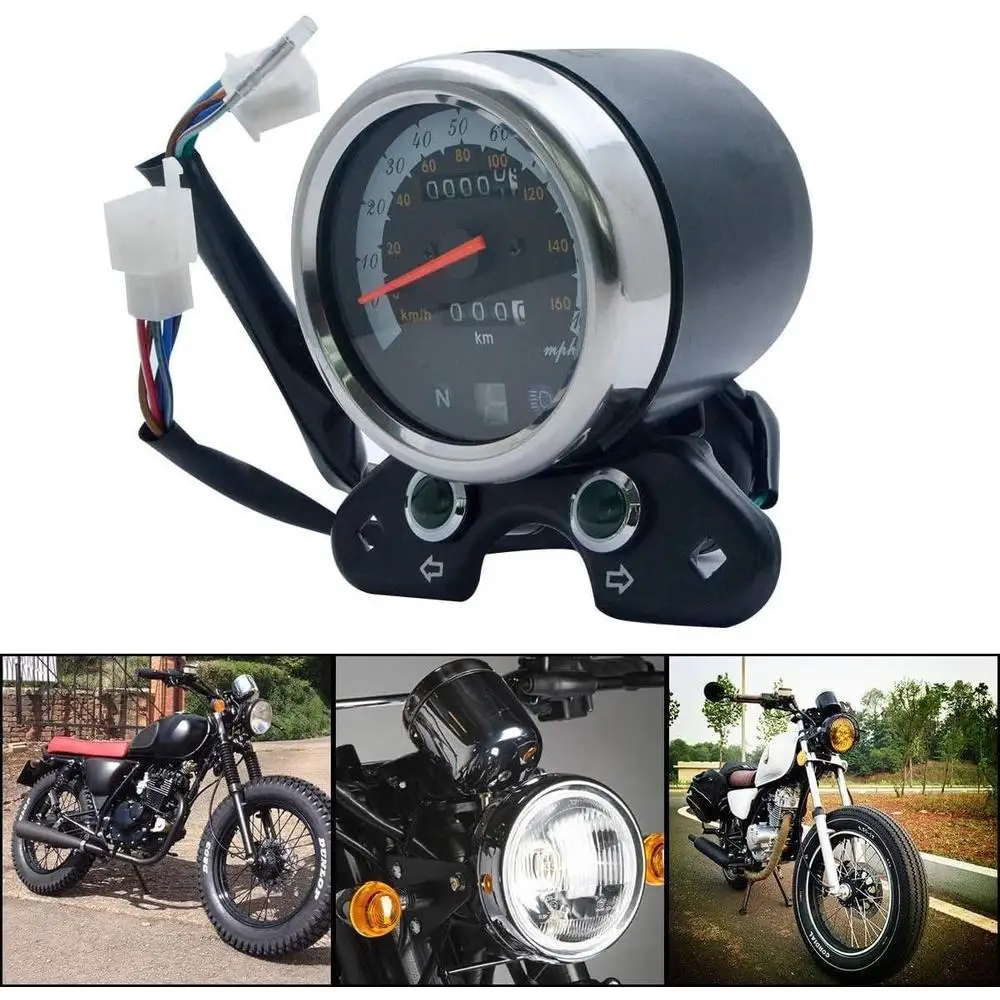 12V Motorcycle Speedometer Odometer for Honda Suzuki Cafe Racer