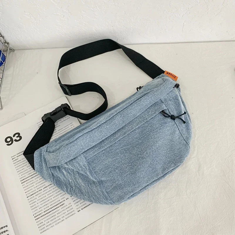 Portable Denim Zipper Waist Packs Casual 2024 Hot Sale Commuting Bags for Women  Basic Style Bolsas Femininas