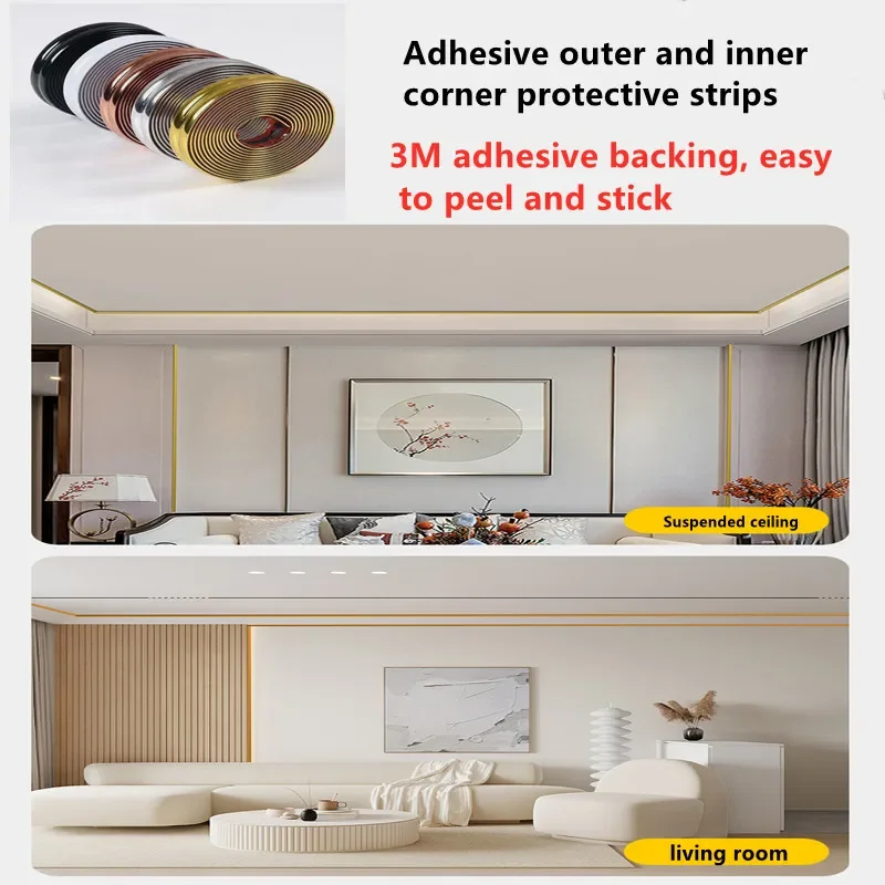 

Home Decoration Self-Adhesive Wall Corner Decor Strip Anti-collision 3D Wall Sticker Wall Internal External Corner Decor Strip