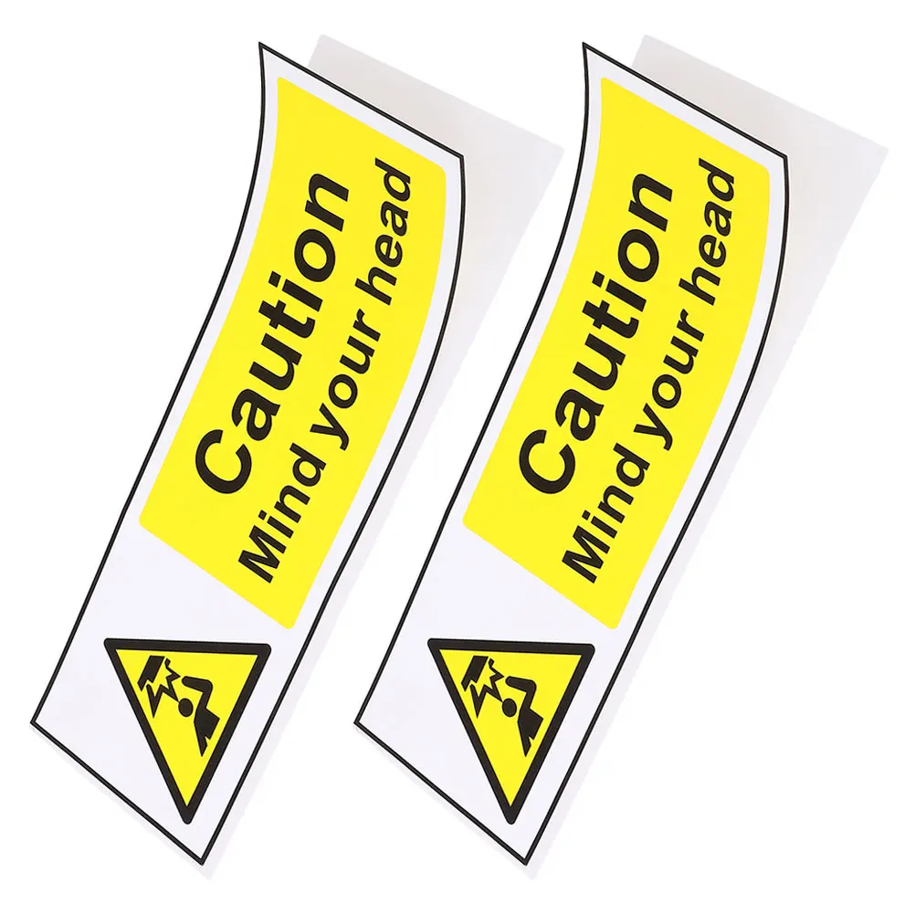 

2pcs Safety Stickers Bold Colors Clear Text For Malls Warehouses Stairways Prevent Head Injuries Easy Installation Traffic