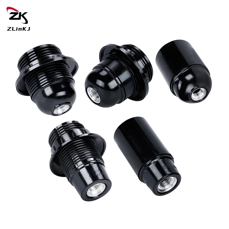 1pc Black E27 Self-locking Bakelite Lamp Holder E14 Cap Screw LED Light Head Socket Floor Desktop Light Bulb Base