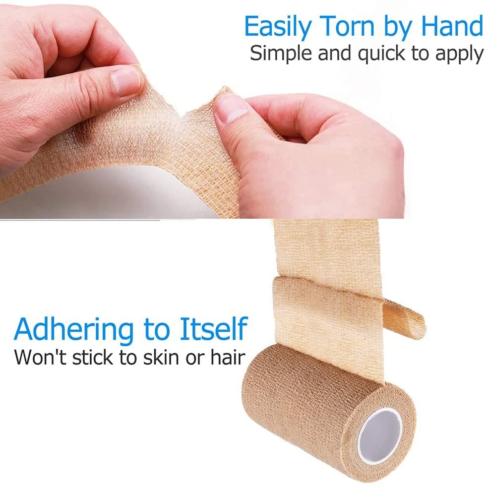 6 Packs Self Adhesive Cohesive Bandage, 10X450cm, Self Adherent Wrap, Non Woven Bandage Wrap