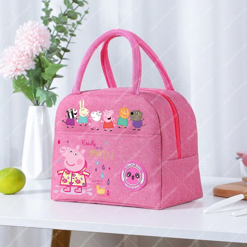 Girl Anime Cute Lunch Tote Cartoon Peppa Pigs Zip Handbag Casual Food Insulation Bag Fashion Printed Storage Pouch Gifts 2026 - view 4