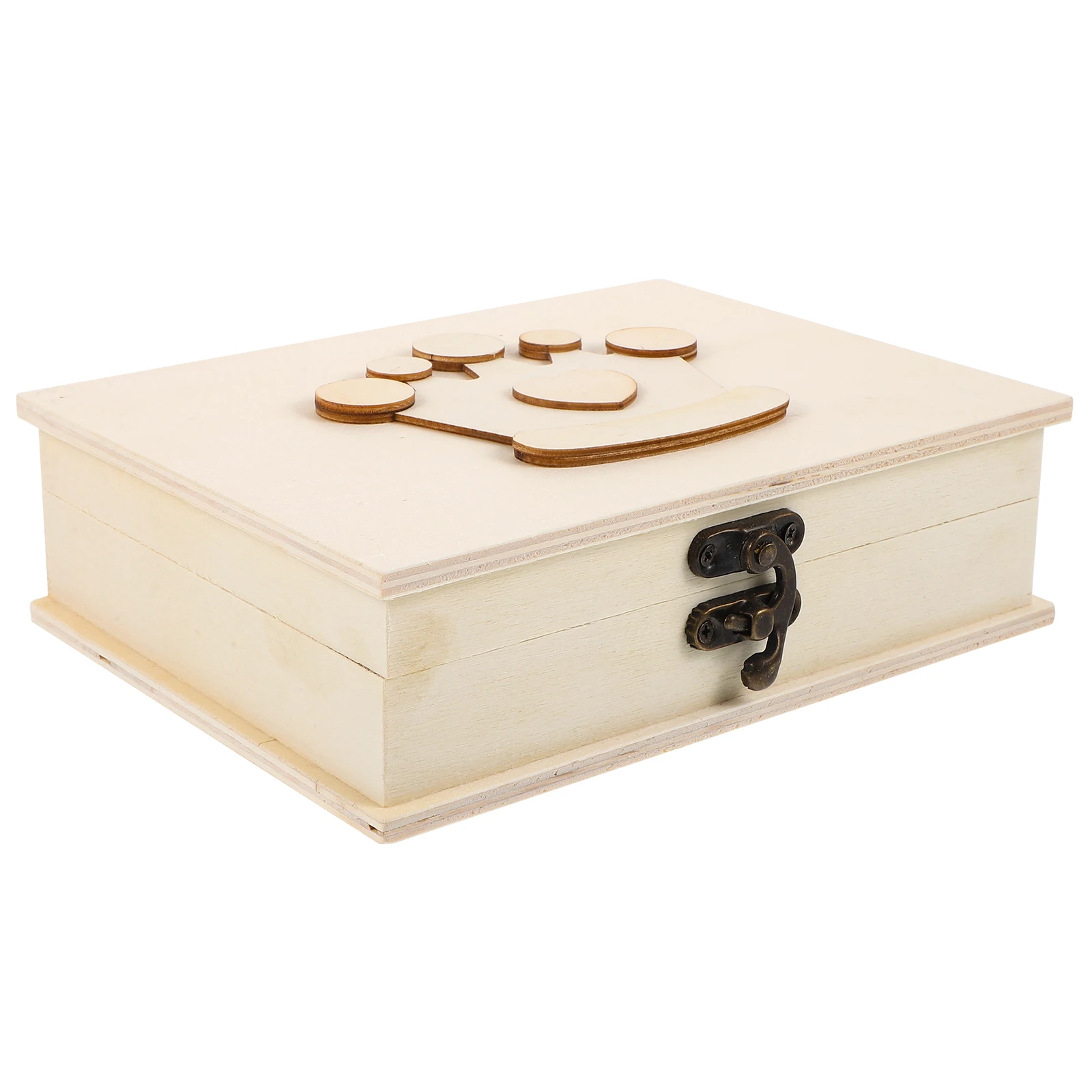 

Wooden Crown Jewelry Box Natural Wood Material Unpainted Storage Boxes DIY Craft Supplies Foldable Holder For Gifts