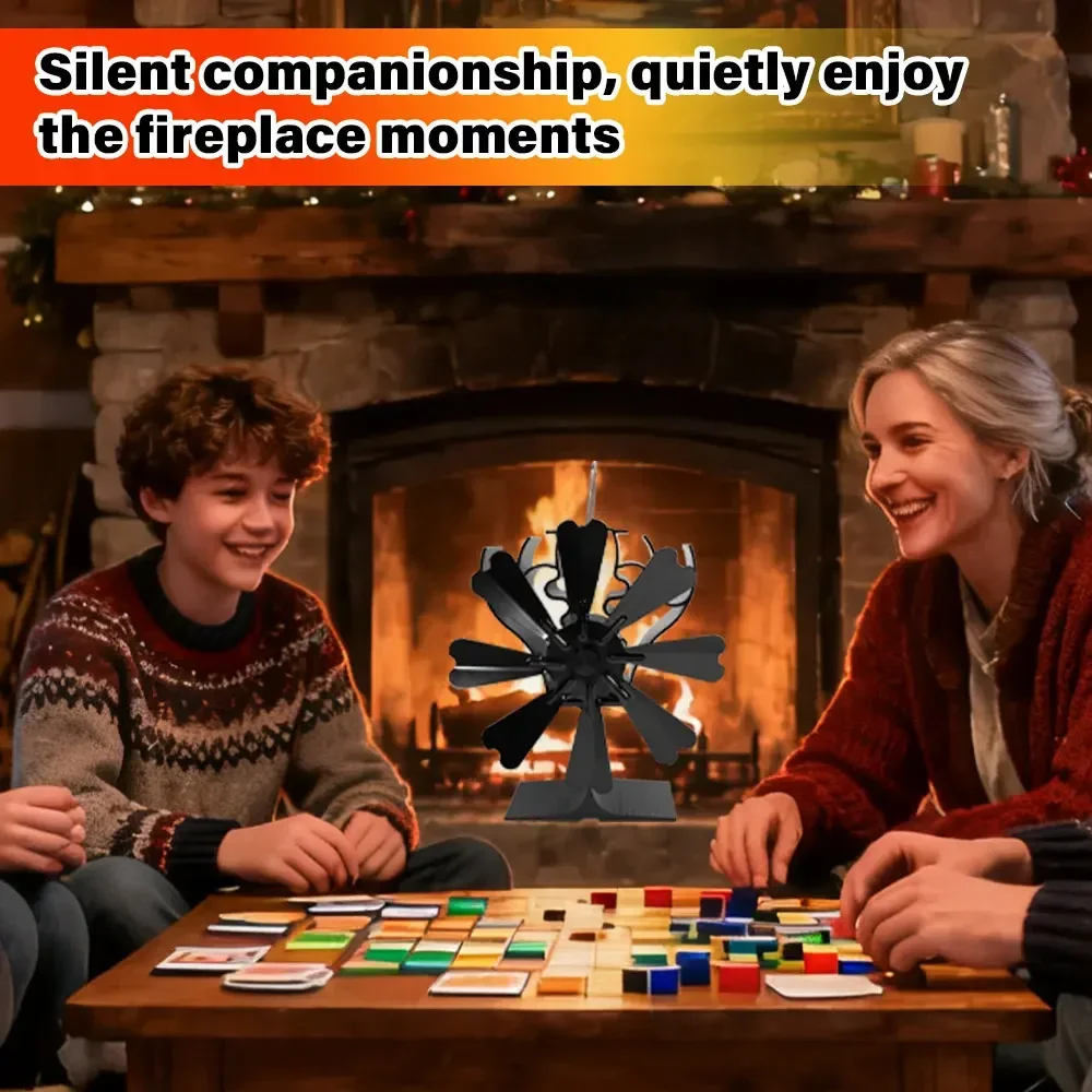 Heat Powered Stove Fan 8-Blade Quiet Environmental Efficient Heat Distribution for Wood Log Burner Fireplace Fan Heater Tool NEW