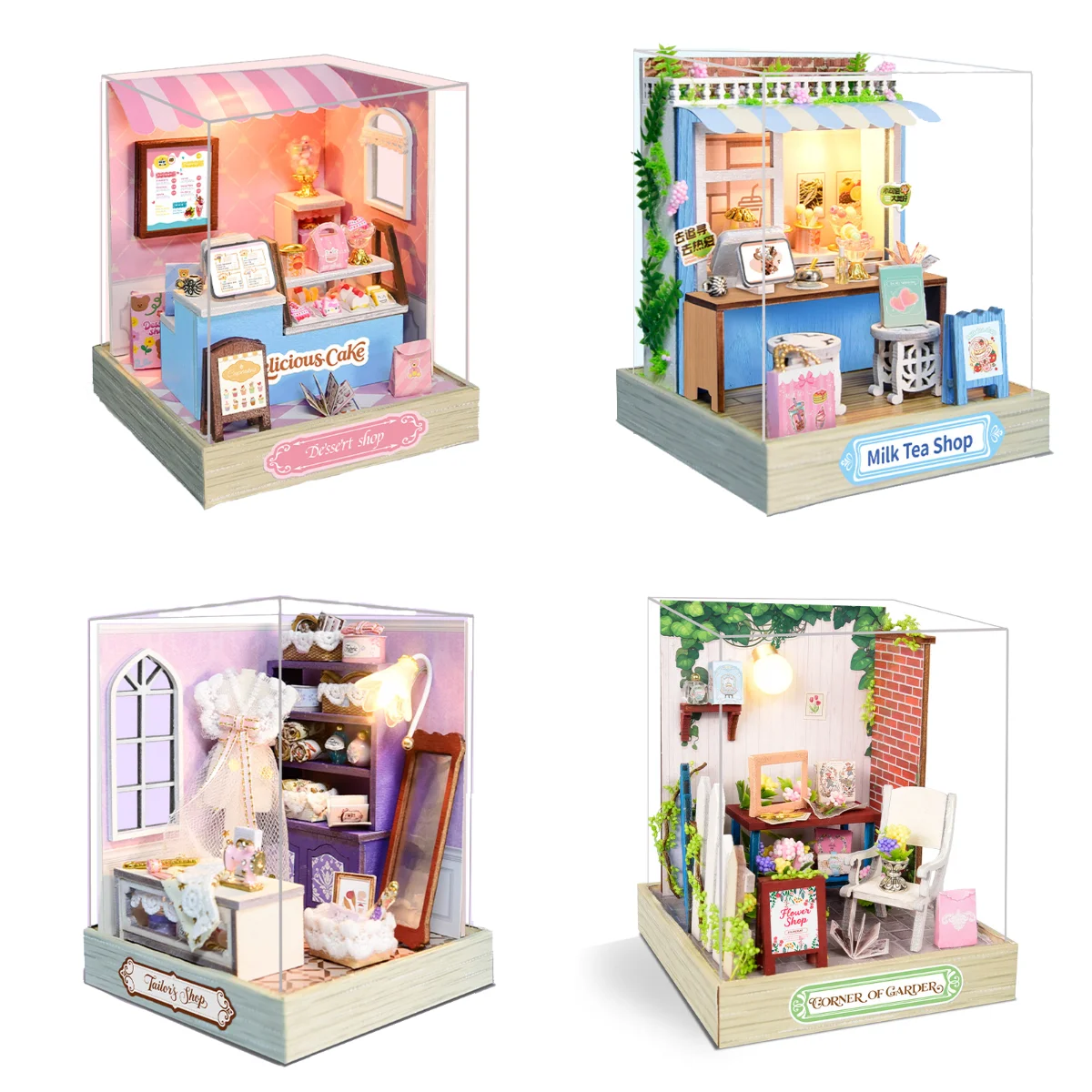 

DIY деревянные мини-модели Casa наборы миниатюрных моделей портнов с мебелью светодиодные фонари цветок кукольный домик для друзей подарки на день рождения